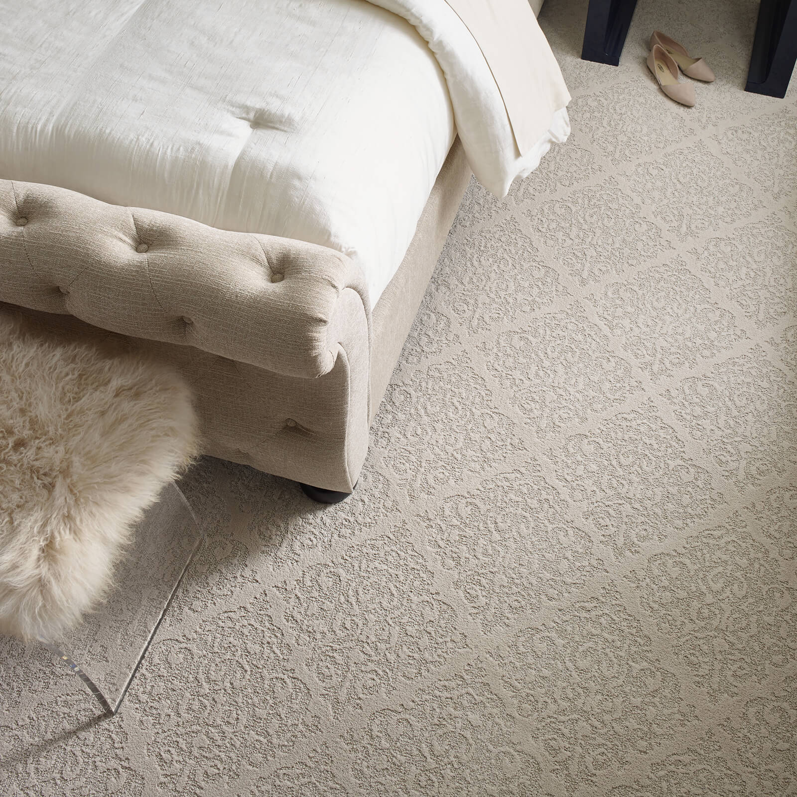 Lavish carpet flooring in bedroom | Faris Carpet & Tile